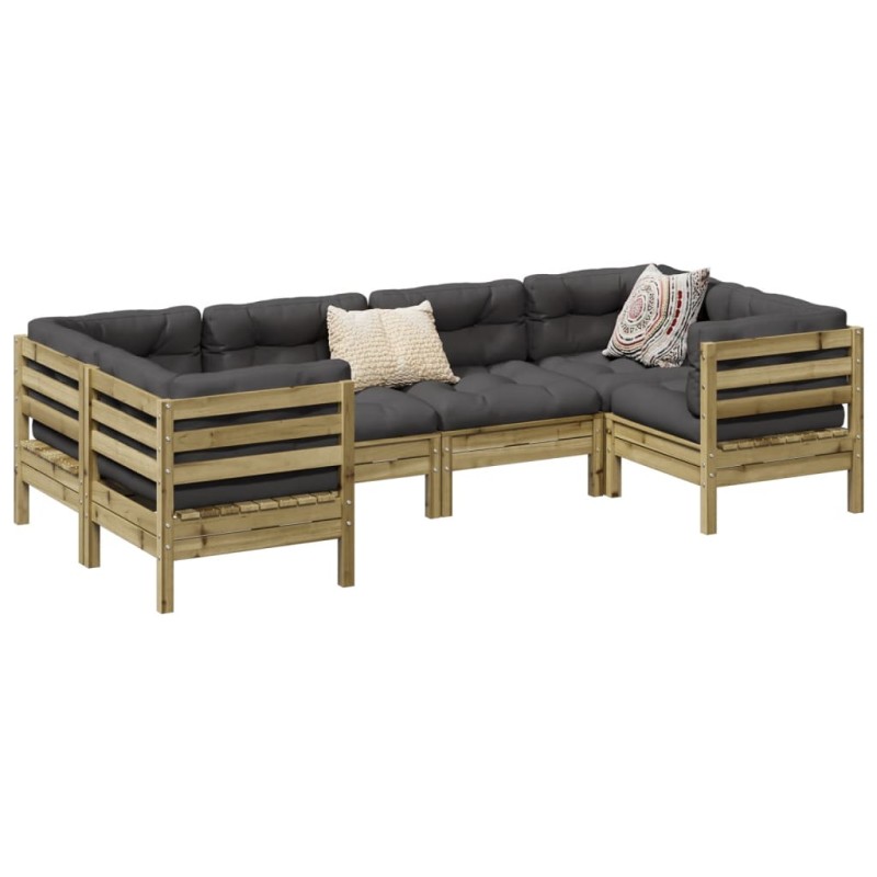 vidaXL 6-tlg. Garten-Sofagarnitur mit Kissen Kiefernholz Imprägniert vidaXL 6-tlg. Garten-Sofagarnitur mit Kissen Kiefernholz Imprägniert