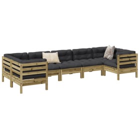 vidaXL 7-tlg. Garten-Sofagarnitur mit Kissen Kiefernholz Imprägniert