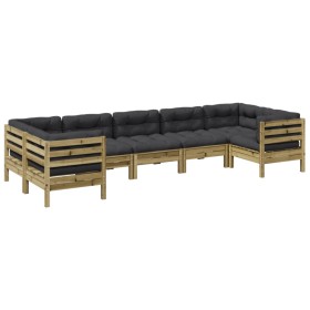 vidaXL 7-tlg. Garten-Sofagarnitur mit Kissen Kiefernholz Imprägniert