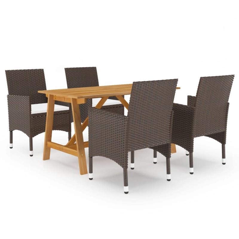 vidaXL 5-tlg. Garten-Essgruppe mit Kissen Braun vidaXL 5-tlg. Garten-Essgruppe mit Kissen Braun