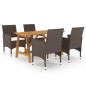 vidaXL 5-tlg. Garten-Essgruppe mit Kissen Braun vidaXL 5-tlg. Garten-Essgruppe mit Kissen Braun