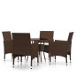 vidaXL 5-tlg. Bistro-Set Poly-Rattan und Hartglas Braun vidaXL 5-tlg. Bistro-Set Poly-Rattan und Hartglas Braun