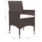 vidaXL 3-tlg. Garten-Essgruppe Poly-Rattan und Hartglas Braun