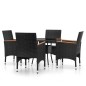 vidaXL 5-tlg. Bistro-Set Poly-Rattan und Hartglas Schwarz vidaXL 5-tlg. Bistro-Set Poly-Rattan und Hartglas Schwarz
