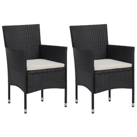 vidaXL 3-tlg. Garten-Essgruppe Poly-Rattan und Hartglas Schwarz