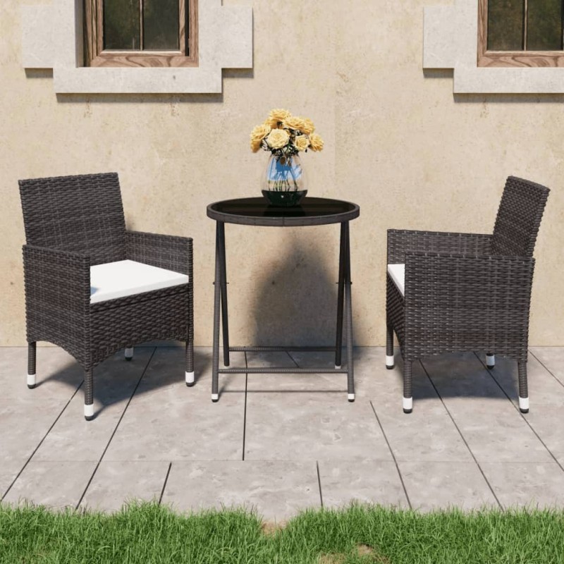 vidaXL 3-tlg. Bistro-Set Poly-Rattan und Hartglas Braun vidaXL 3-tlg. Bistro-Set Poly-Rattan und Hartglas Braun