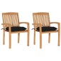 vidaXL Gartenstühle 2 Stk. mit Schwarzen Kissen Massivholz Teak vidaXL Gartenstühle 2 Stk. mit Schwarzen Kissen Massivholz Teak