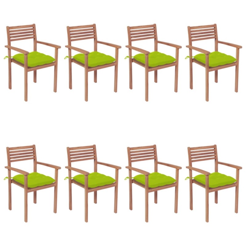 vidaXL Stapelbare Gartenstühle mit Kissen 8 Stk. Massivholz Teak vidaXL Stapelbare Gartenstühle mit Kissen 8 Stk. Massivholz Teak