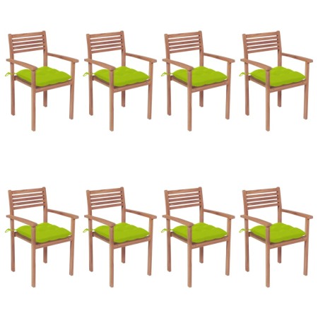 vidaXL Stapelbare Gartenstühle mit Kissen 8 Stk. Massivholz Teak