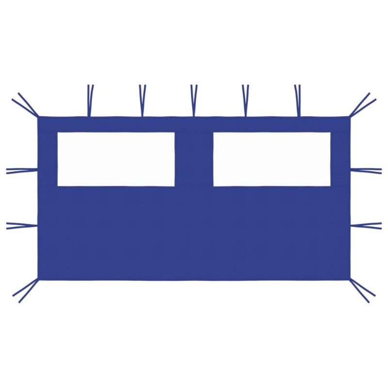 Pavillon-Seitenwand mit Fenstern 4x2 m Blau Pavillon-Seitenwand mit Fenstern 4x2 m Blau