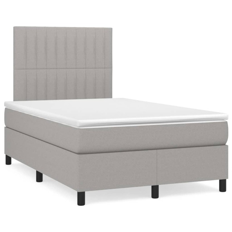 vidaXL Boxspringbett mit Matratze & LED Hellgrau 120x190 cm Stoff vidaXL Boxspringbett mit Matratze & LED Hellgrau 120x190 cm Stoff