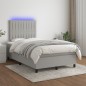 vidaXL Boxspringbett mit Matratze & LED Hellgrau 120x190 cm Stoff vidaXL Boxspringbett mit Matratze & LED Hellgrau 120x190 cm Stoff