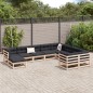 vidaXL 10-tlg. Garten-Sofagarnitur mit Kissen Massivholz Kiefer vidaXL 10-tlg. Garten-Sofagarnitur mit Kissen Massivholz Kiefer