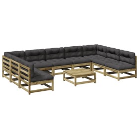 vidaXL 10-tlg. Garten-Sofagarnitur mit Kissen Kiefernholz Imprägniert