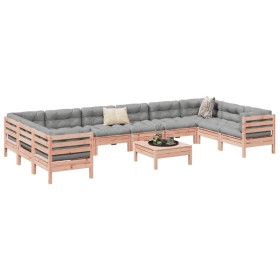 vidaXL 11-tlg. Garten-Sofagarnitur mit Kissen Massivholz Douglasie