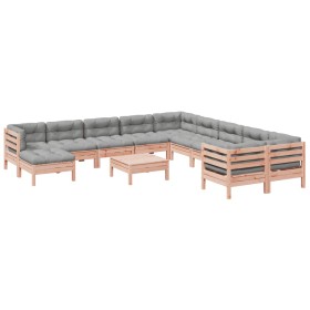 vidaXL 12-tlg. Garten-Sofagarnitur mit Kissen Massivholz Douglasie