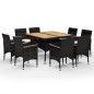 vidaXL 9-tlg. Garten-Essgruppe Poly-Rattan und Massivholz Schwarz vidaXL 9-tlg. Garten-Essgruppe Poly-Rattan und Massivholz Schwarz