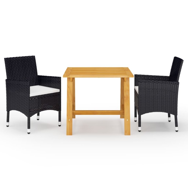 vidaXL 3-tlg. Garten-Essgruppe mit Kissen Schwarz vidaXL 3-tlg. Garten-Essgruppe mit Kissen Schwarz
