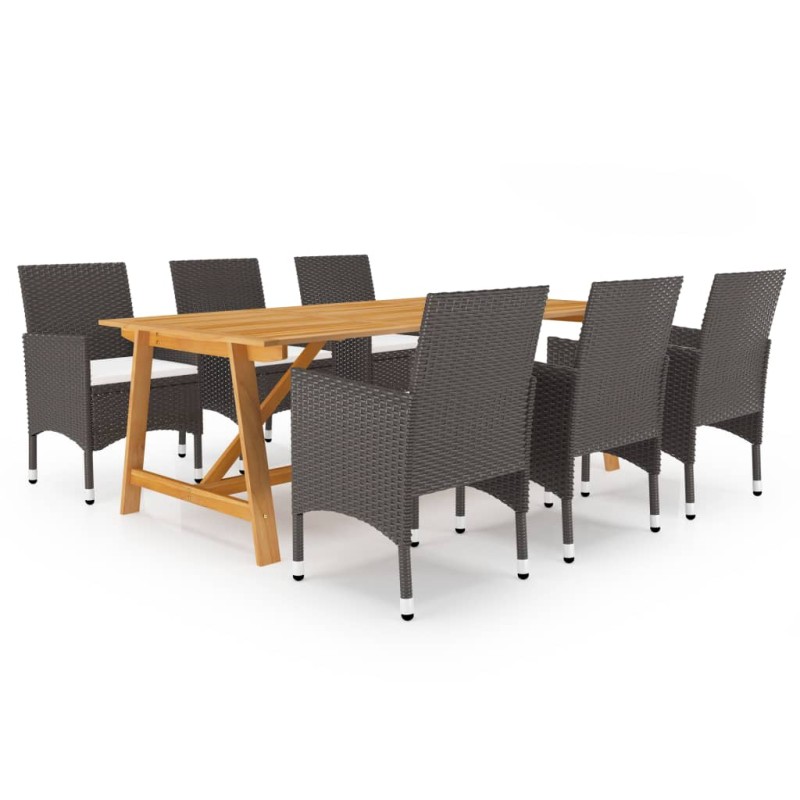 vidaXL 7-tlg. Garten-Essgruppe mit Kissen Braun vidaXL 7-tlg. Garten-Essgruppe mit Kissen Braun