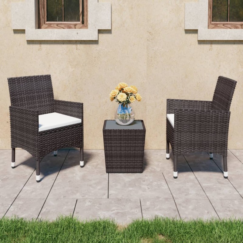 vidaXL 3-tlg. Bistro-Set Poly-Rattan und Hartglas Braun vidaXL 3-tlg. Bistro-Set Poly-Rattan und Hartglas Braun