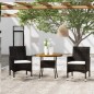 vidaXL 3-tlg. Bistro-Set Poly-Rattan und Massivholz Schwarz vidaXL 3-tlg. Bistro-Set Poly-Rattan und Massivholz Schwarz