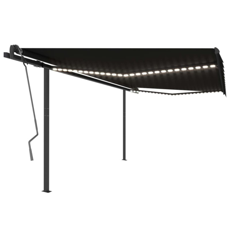 vidaXL Markise Manuell Einziehbar mit LED 4x3,5 m Anthrazit vidaXL Markise Manuell Einziehbar mit LED 4x3,5 m Anthrazit