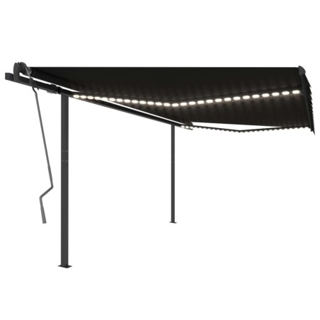 vidaXL Markise Manuell Einziehbar mit LED 4x3,5 m Anthrazit