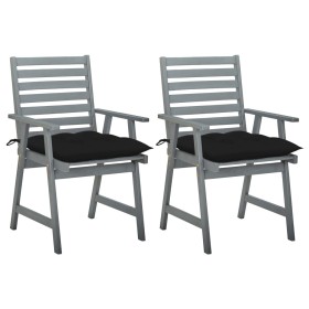 vidaXL Garten-Essstühle mit Kissen 2 Stk. Massivholz Akazie 