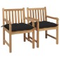 vidaXL Gartenstühle 2 Stk. mit Schwarzen Kissen Massivholz Teak vidaXL Gartenstühle 2 Stk. mit Schwarzen Kissen Massivholz Teak