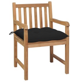 vidaXL Gartenstühle 2 Stk. mit Schwarzen Kissen Massivholz Teak