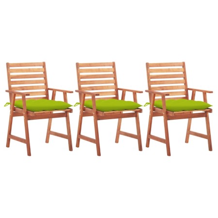 vidaXL Garten-Essstühle 3 Stk. mit Kissen Massivholz Akazie 