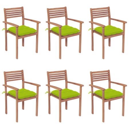vidaXL Stapelbare Gartenstühle mit Kissen 6 Stk. Massivholz Teak