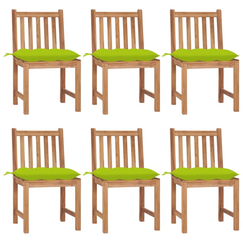 vidaXL Gartenstühle 6 Stk. mit Kissen Massivholz Teak