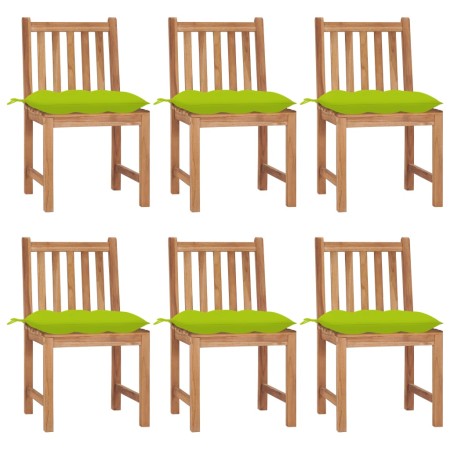 vidaXL Gartenstühle 6 Stk. mit Kissen Massivholz Teak