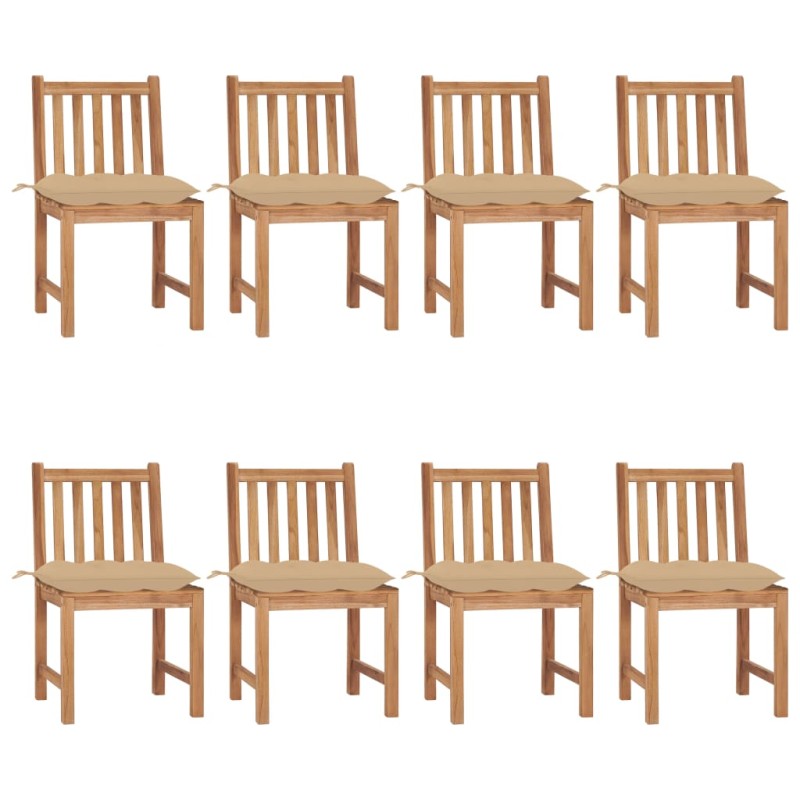 vidaXL Gartenstühle 8 Stk. mit Kissen Massivholz Teak vidaXL Gartenstühle 8 Stk. mit Kissen Massivholz Teak