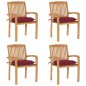 vidaXL Stapelbare Gartenstühle mit Kissen 4 Stk. Massivholz Teak vidaXL Stapelbare Gartenstühle mit Kissen 4 Stk. Massivholz Teak