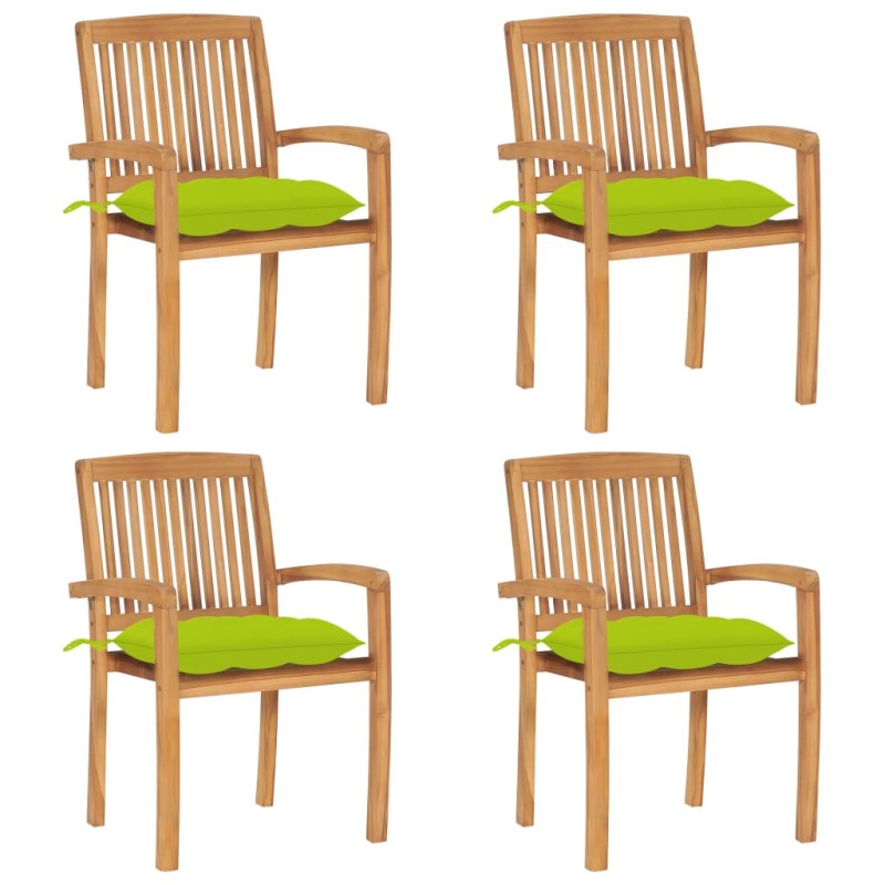 vidaXL Stapelbare Gartenstühle mit Kissen 4 Stk. Massivholz Teak vidaXL Stapelbare Gartenstühle mit Kissen 4 Stk. Massivholz Teak