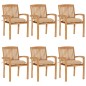 vidaXL Stapelbare Gartenstühle mit Kissen 6 Stk. Massivholz Teak vidaXL Stapelbare Gartenstühle mit Kissen 6 Stk. Massivholz Teak
