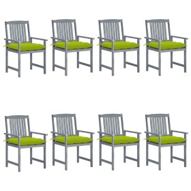 vidaXL Gartenstühle mit Kissen 8 Stk. Massivholz Akazie Grau