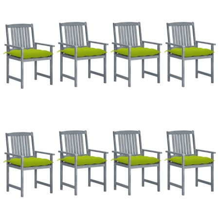 vidaXL Gartenstühle mit Kissen 8 Stk. Massivholz Akazie Grau