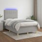 vidaXL Boxspringbett mit Matratze & LED Hellgrau 120x190 cm Stoff vidaXL Boxspringbett mit Matratze & LED Hellgrau 120x190 cm Stoff