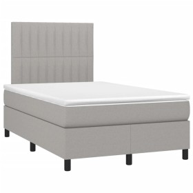 vidaXL Boxspringbett mit Matratze Hellgrau 120x190 cm Stoff