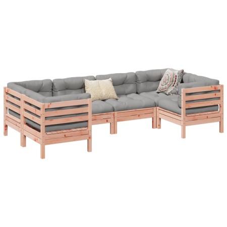 vidaXL 6-tlg. Garten-Sofagarnitur mit Kissen Massivholz Douglasie