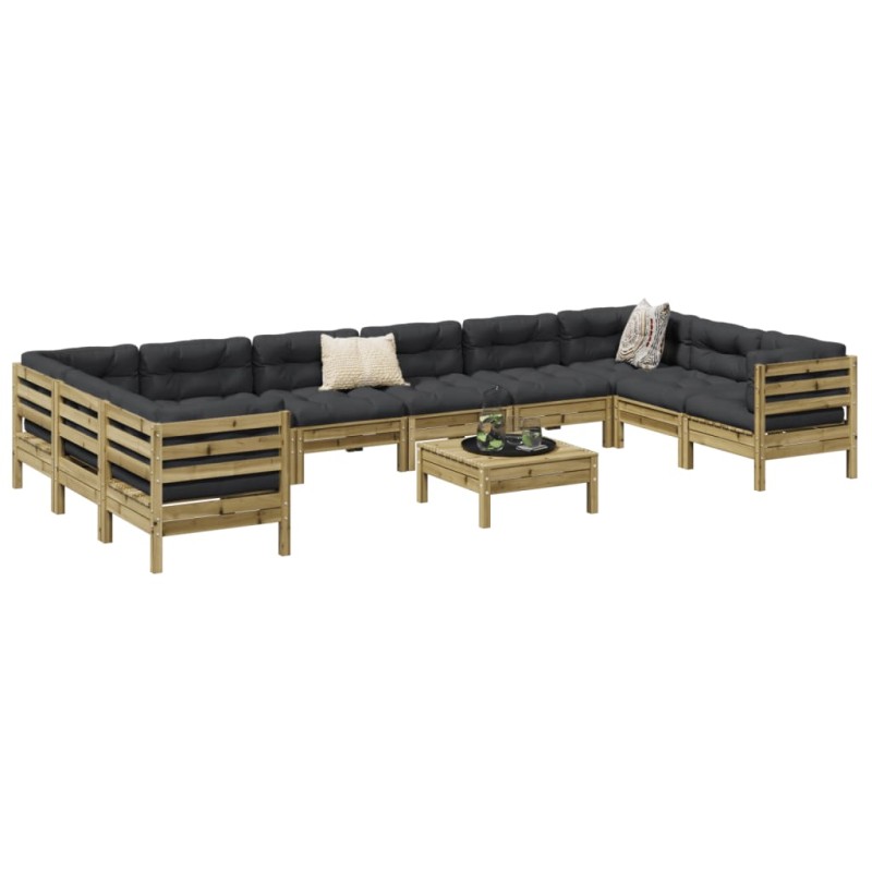 vidaXL 11-tlg. Garten-Sofagarnitur mit Kissen Kiefernholz Imprägniert vidaXL 11-tlg. Garten-Sofagarnitur mit Kissen Kiefernholz Imprägniert