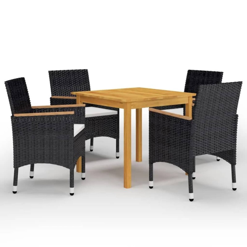 vidaXL 5-tlg. Garten-Essgruppe mit Kissen Schwarz vidaXL 5-tlg. Garten-Essgruppe mit Kissen Schwarz