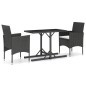 vidaXL 3-tlg. Garten-Essgruppe Poly Rattan und Hartglas Schwarz vidaXL 3-tlg. Garten-Essgruppe Poly Rattan und Hartglas Schwarz