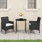 vidaXL 3-tlg. Bistro-Set Poly-Rattan und Hartglas Schwarz vidaXL 3-tlg. Bistro-Set Poly-Rattan und Hartglas Schwarz