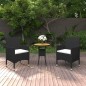 vidaXL 3-tlg. Bistro-Set Poly-Rattan und Massivholz Schwarz vidaXL 3-tlg. Bistro-Set Poly-Rattan und Massivholz Schwarz