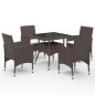 vidaXL 5-tlg. Garten-Essgruppe Poly Rattan und Hartglas Braun vidaXL 5-tlg. Garten-Essgruppe Poly Rattan und Hartglas Braun