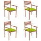 vidaXL Gartenstühle 4 Stk. mit Hellgrünen Kissen Massivholz Teak vidaXL Gartenstühle 4 Stk. mit Hellgrünen Kissen Massivholz Teak